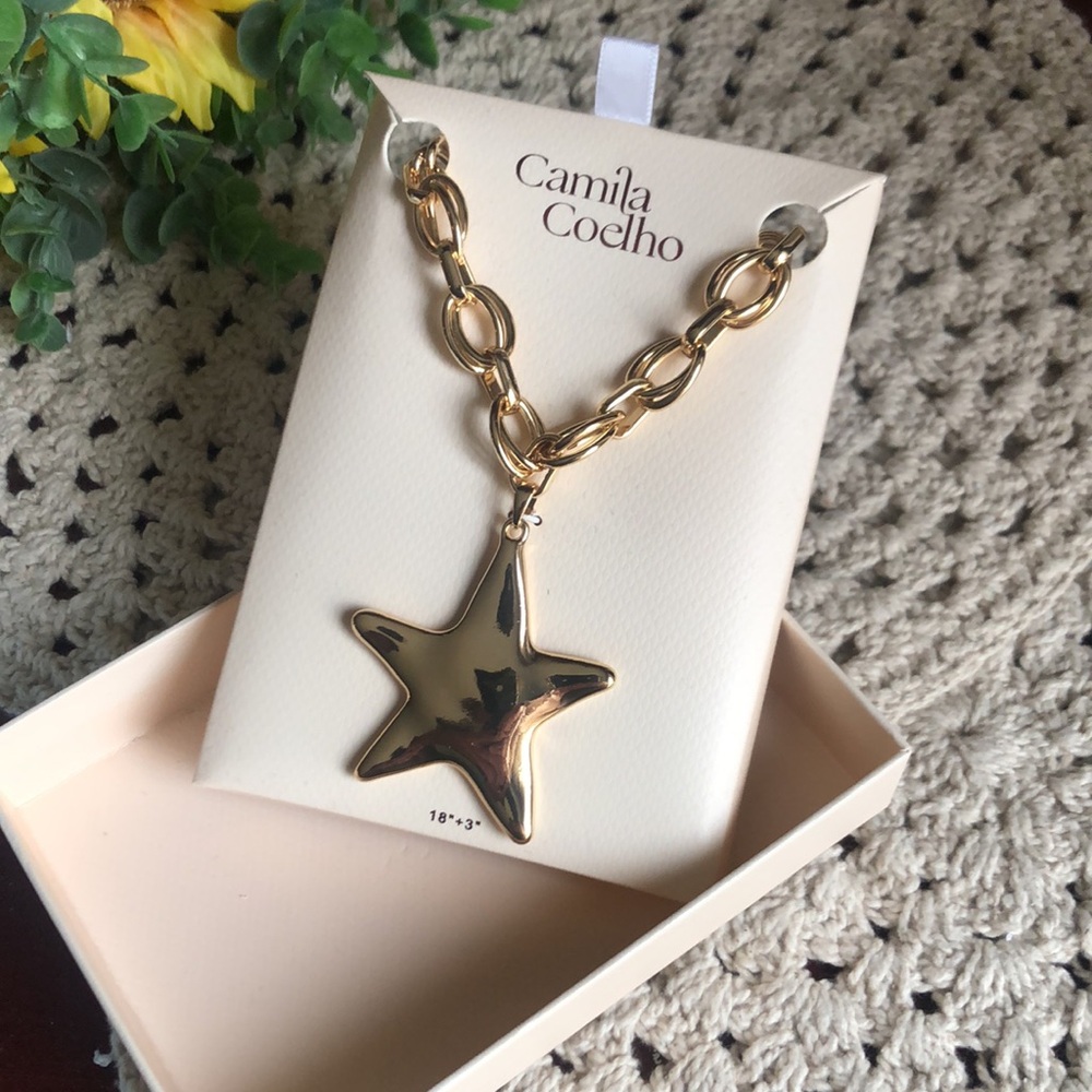 Camila Coelho Shiny Gold Star Chain Necklace - Picture 6 of 7